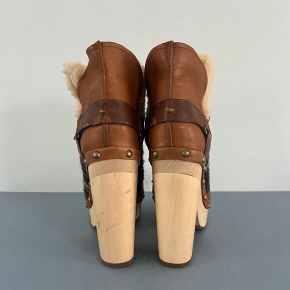 Woolrich x Anthropologie Artist Wool Shearling Platform Wood Heel Booties - Picture 6 of 10